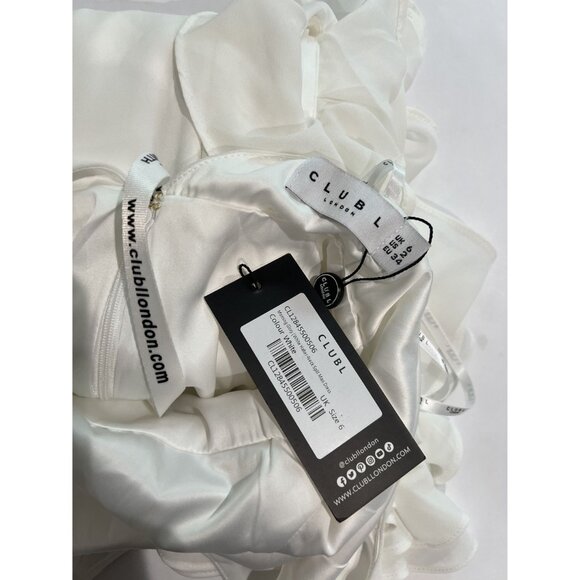 Club L London Morning Glory Halter-Neck Split Maxi Dress in White - Picture 4 of 4